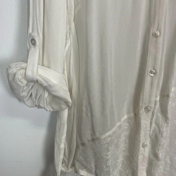 NWT Chicos Button Up Shirt Womens Size 3 XL 16 Optic White Maya Woven Sheer - Picture 3 of 14